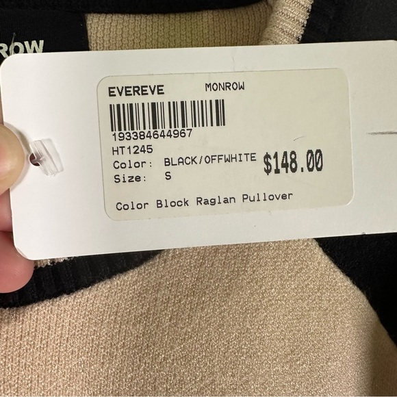 NWT $148 Revolve x Monrow Super Soft Color Block Raglan Cropped Pullover Sweater - Picture 5 of 11